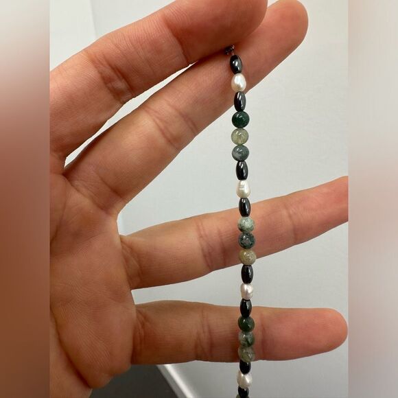 Multicolor Natural Gemstones Bead Onyx, Pearl Bracelet Size 7.5 - Picture 2 of 6